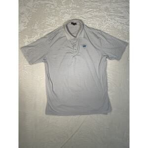 Peter Millar Summer Comfort Polo Shirt White Blue Striped Mens 2XL Worcester